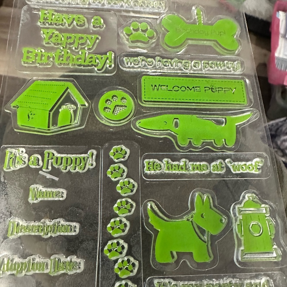Source Unknown Green Puppy Design Stamps
